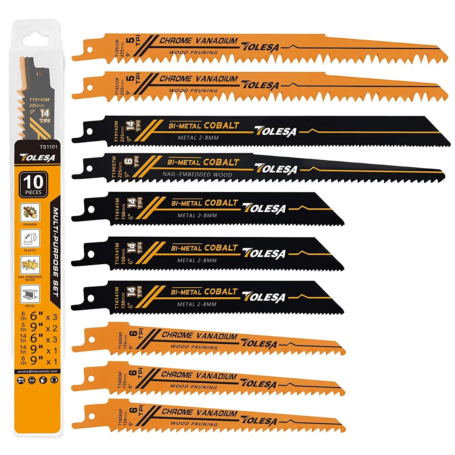 Metal Saw Reciprocating - TOLESA 10PCS Reciprocating Bi-metal Saw Blades
