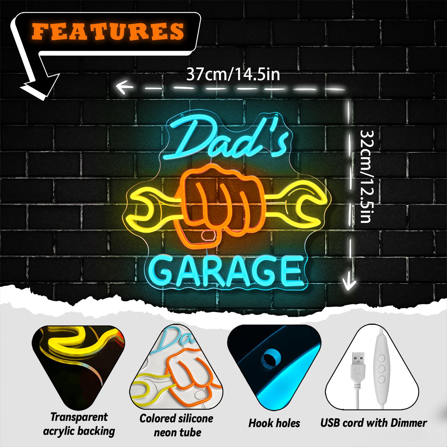 Dad’s Garage Neon Sign for Wal - Auto Repair Shop Design avaliação e preço