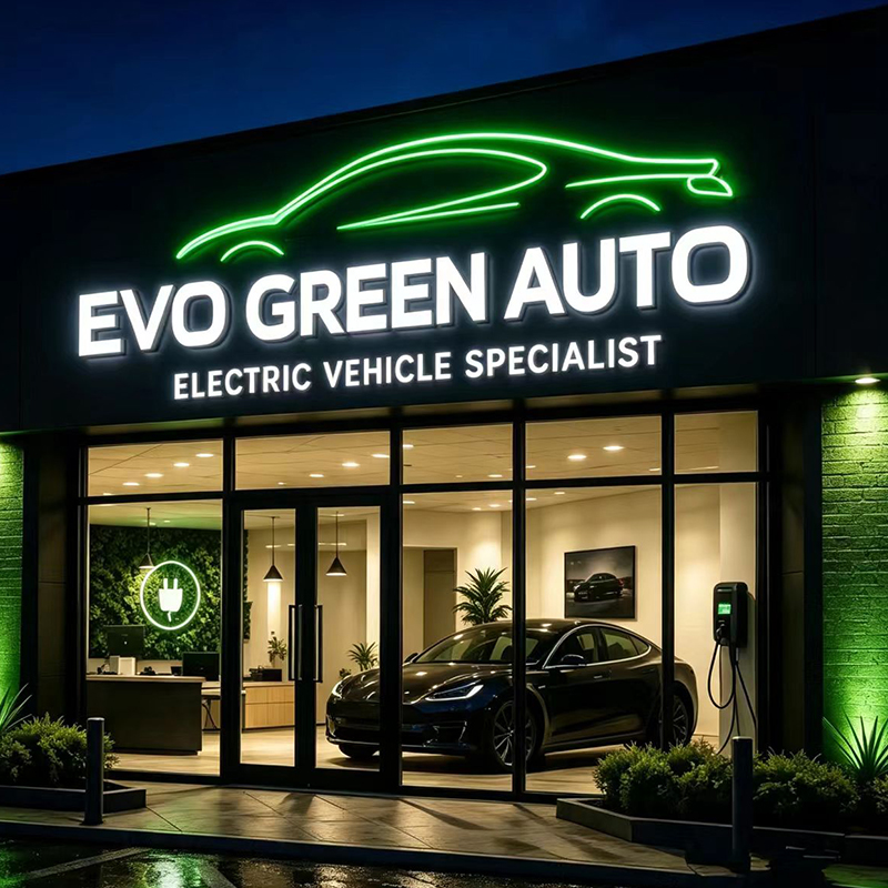 Custom LED Backlit Letter Sign - Auto Repair Shop Logo Design avaliação e preço