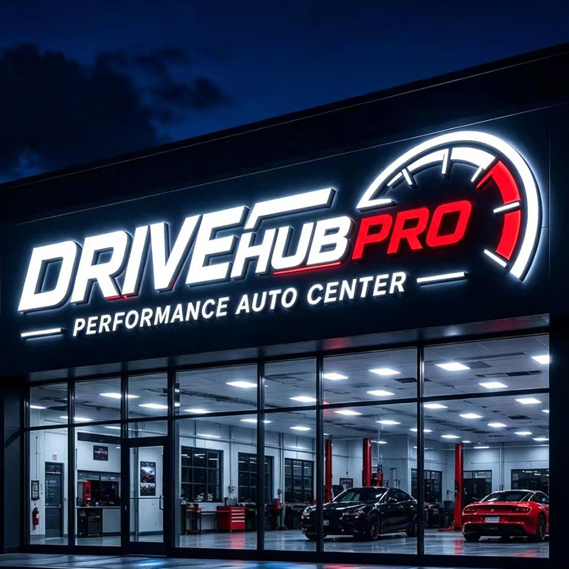 Custom LED Backlit Letter Sign - Auto Repair Shop Logo Design avaliação e preço