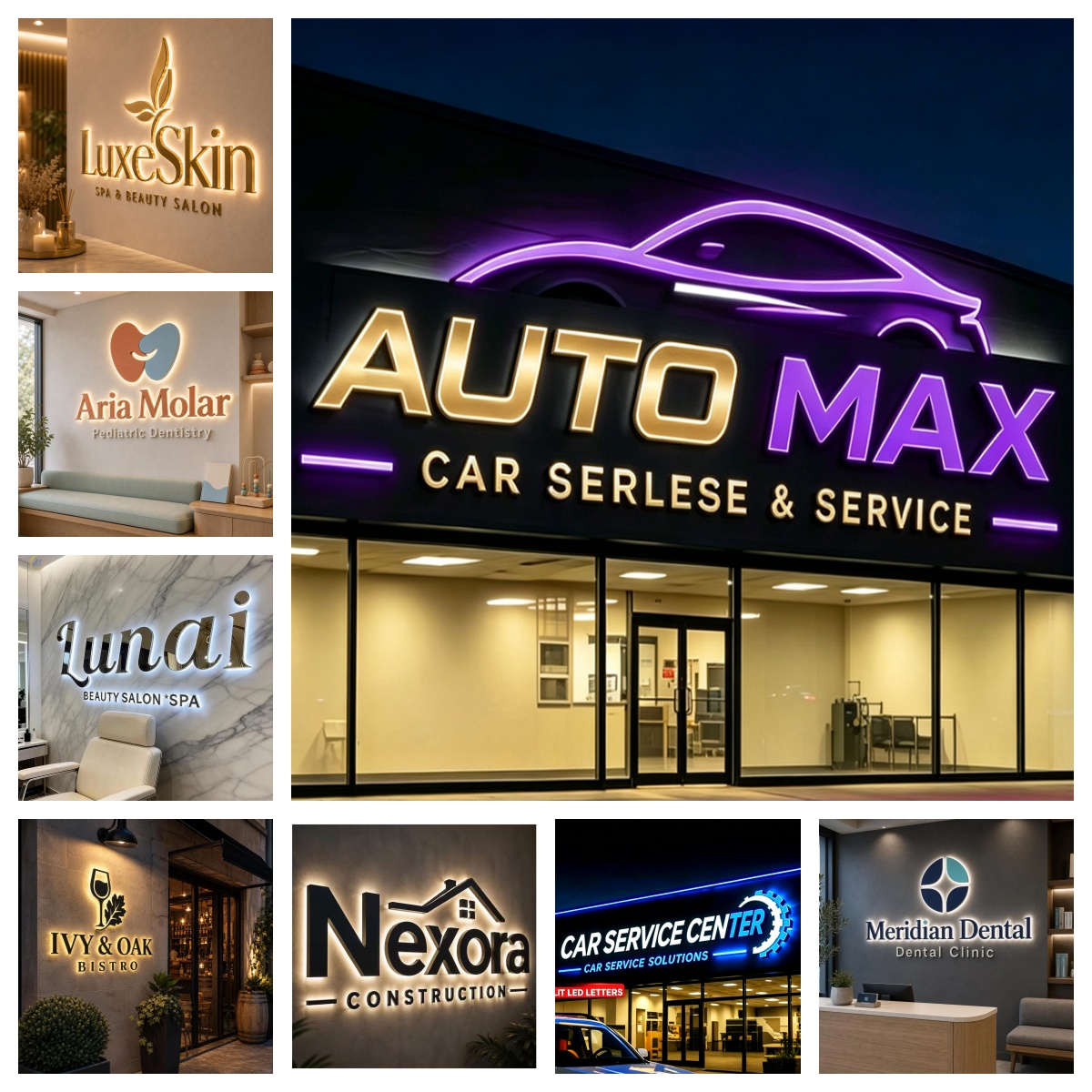 3D Custom LED Illuminated Lett - Auto Repair Shop Logo Design avaliação e preço